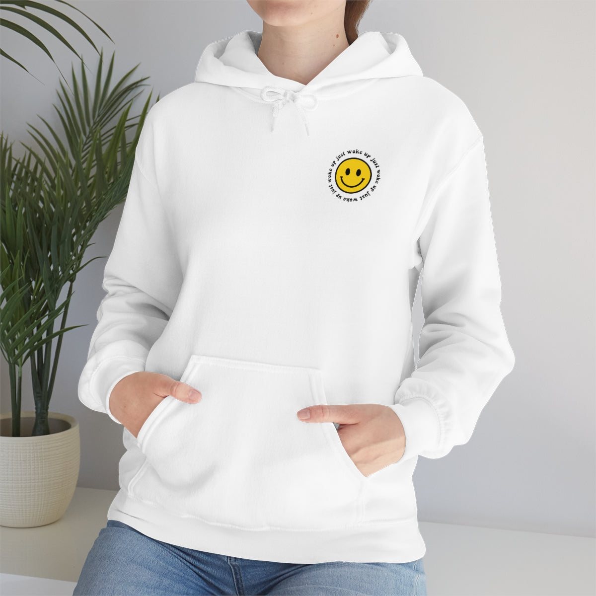 Y2K Smiley Just Woke Up Hoodie Sweatshirt