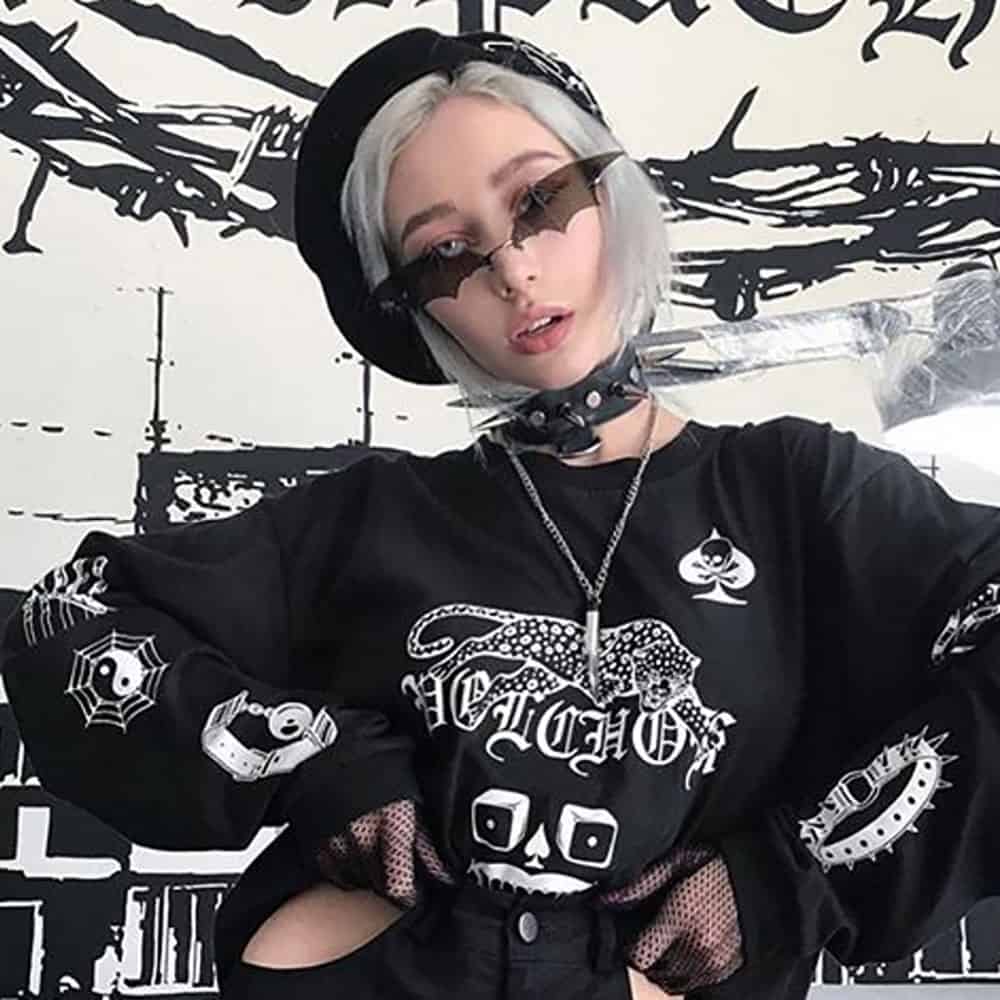 Gothic Bat Wings Sunglasses - Black