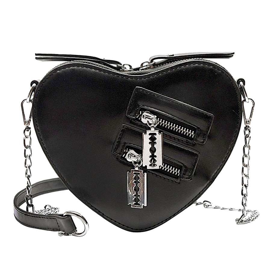 Gothic Heart Blade Crossbody Bag Black Egirl Aesthetic Clothes 