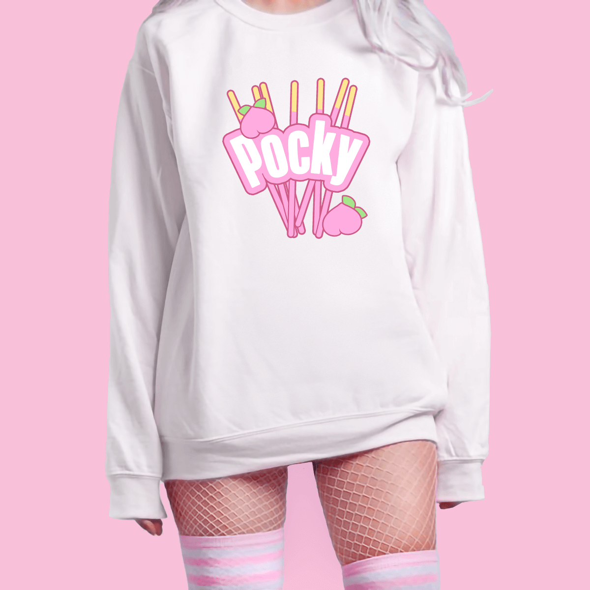Pocky Sweatshirt Pink Peach White