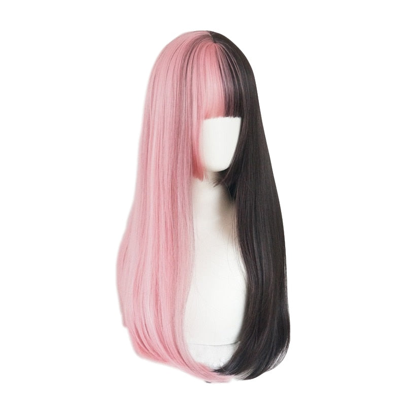 Egirl Split Dye Wig Black Pink
