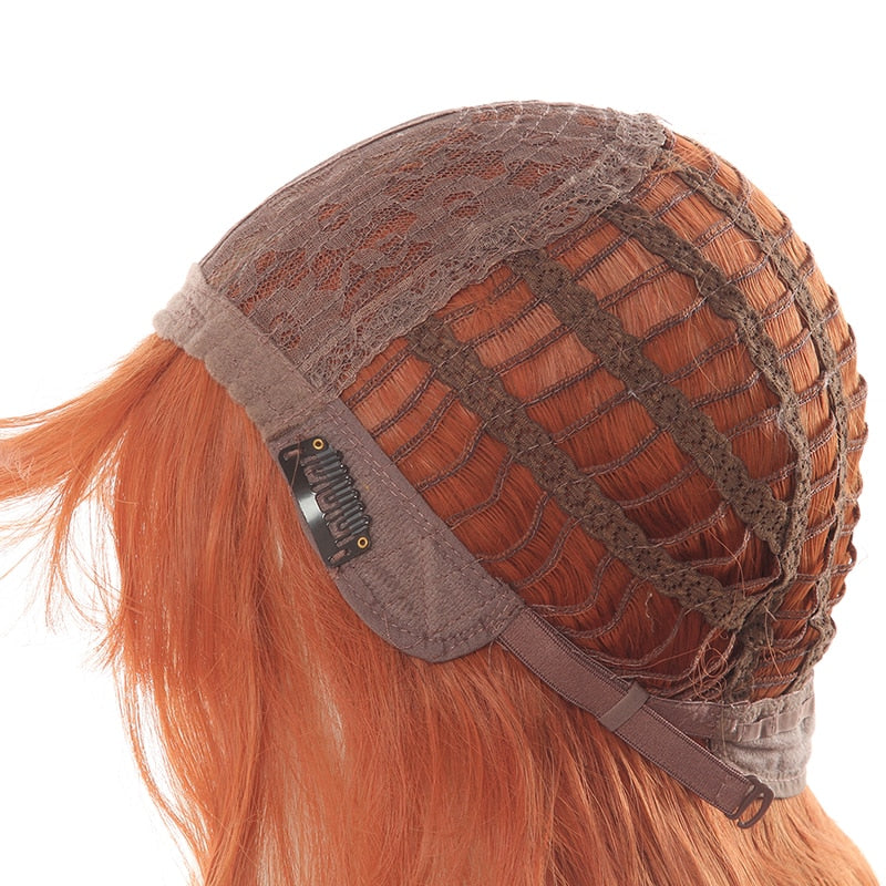 Cosplay Wig Long Wavy Bangs - Orange