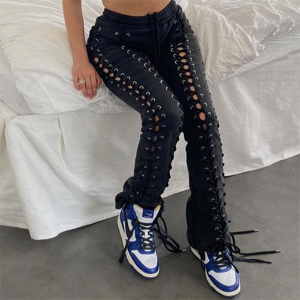 Gothic Lace Up Joggers