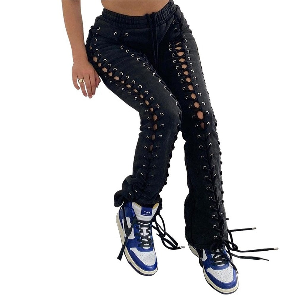Gothic Lace Up Joggers