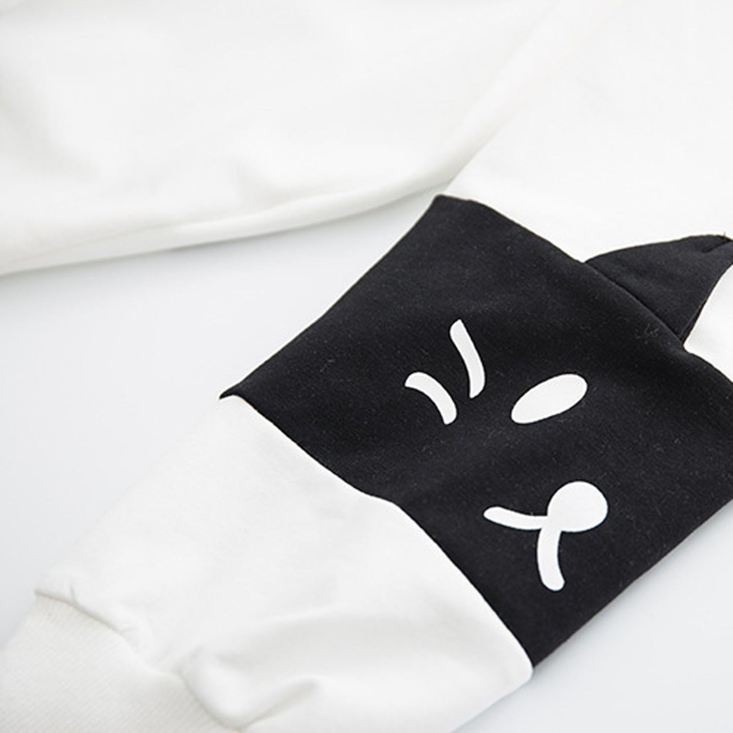 Neko Kawaii Cute Cat Black and White Graphic Hoodie