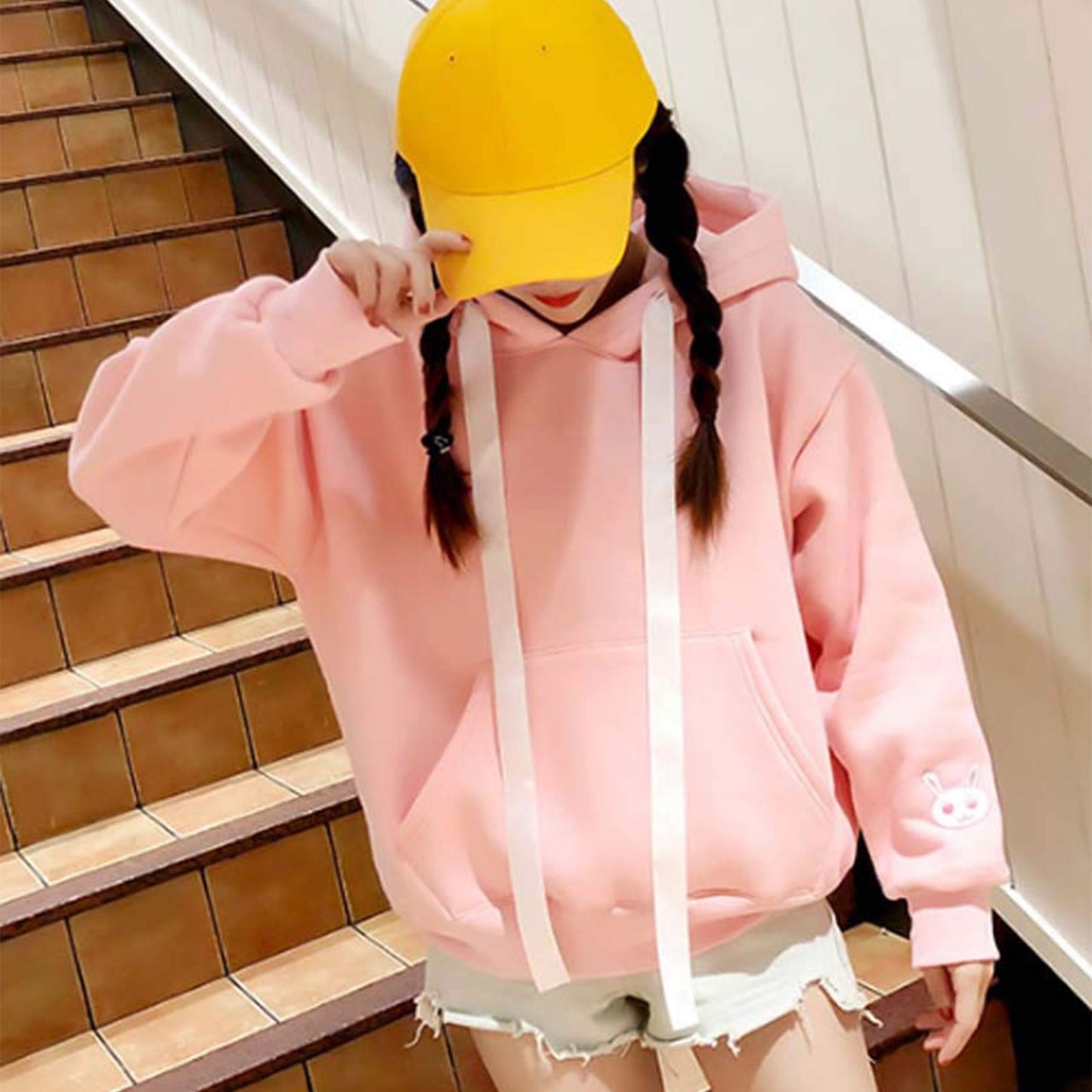 Kawaii Bunny Hoodie - Pink