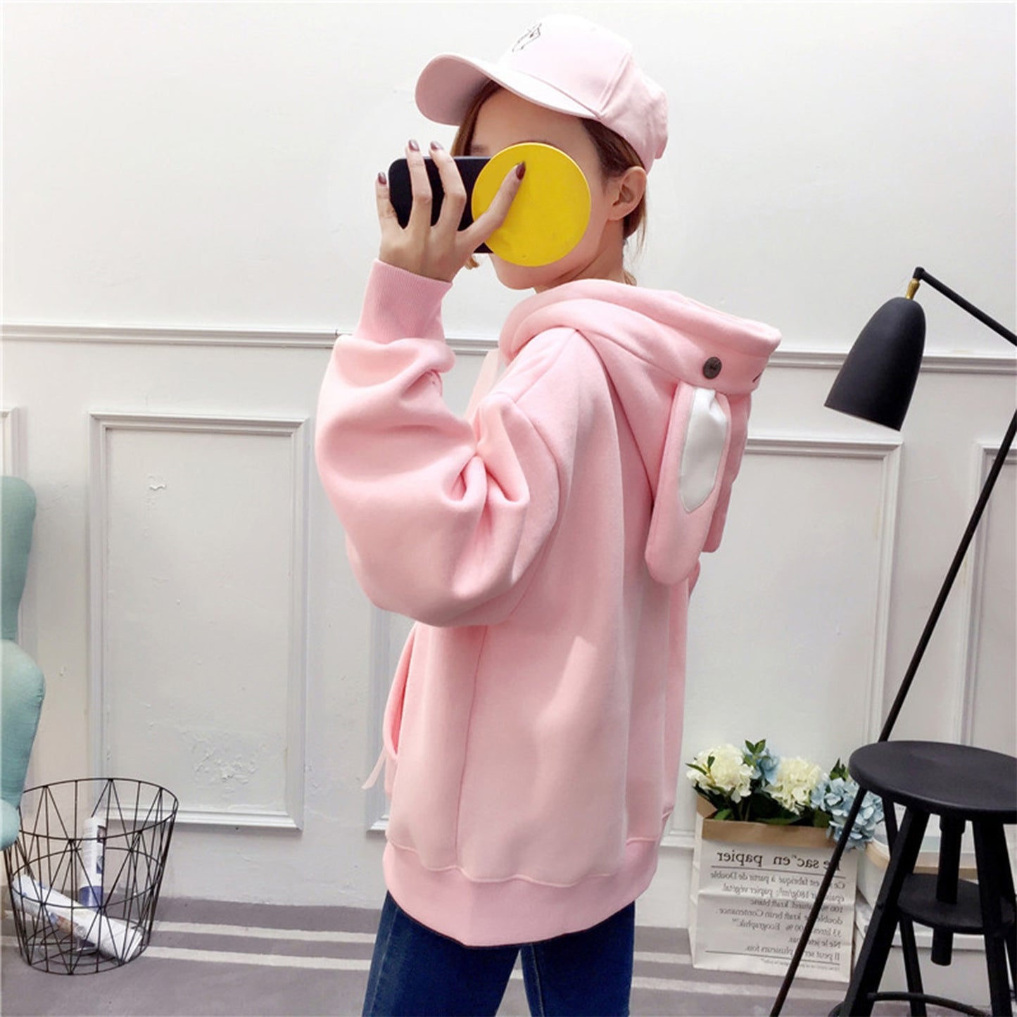 Kawaii Bunny Hoodie - Pink