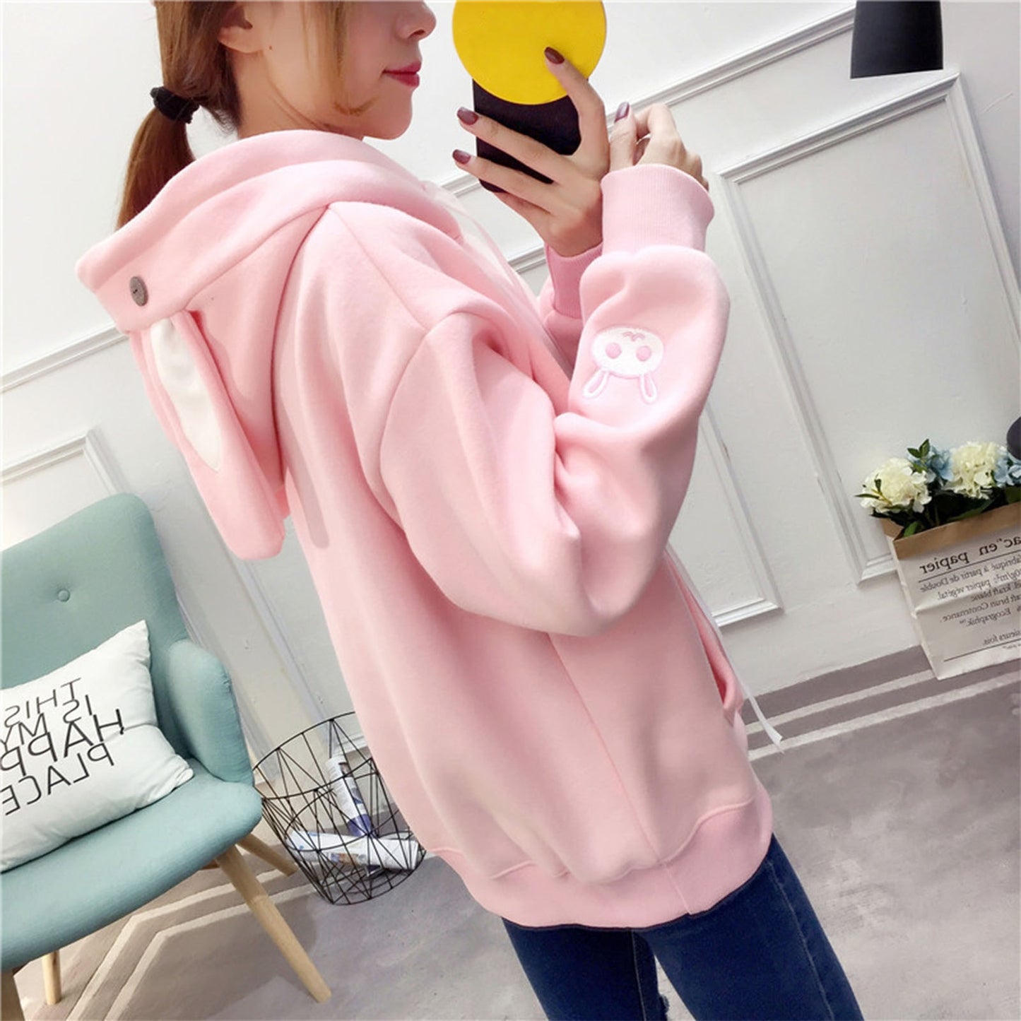 Kawaii Bunny Hoodie - Pink