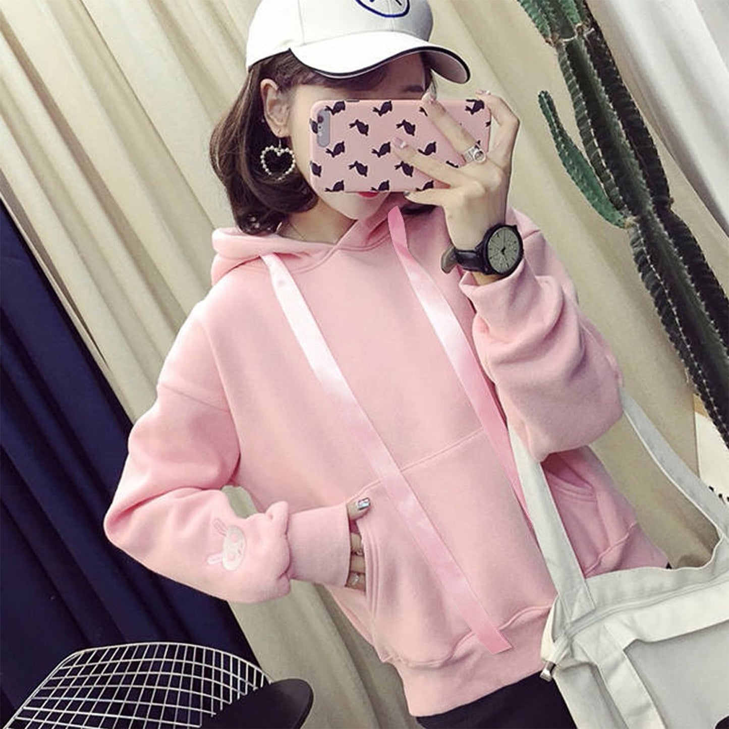 Kawaii Bunny Hoodie - Pink