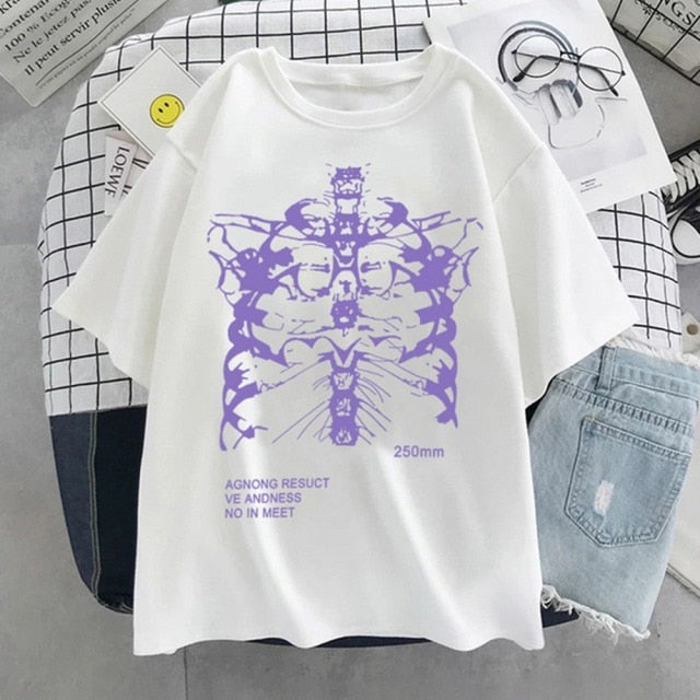 Gothic Aesthetic Purple Ribcage T-Shirt