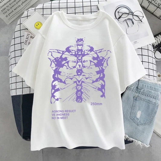 Gothic Aesthetic Purple Ribcage T-Shirt