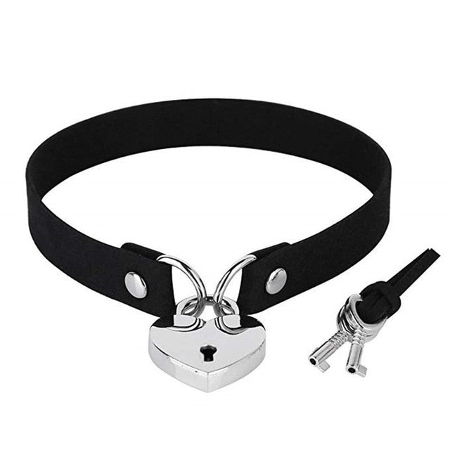 E-Girl Dark Aesthetic Heart Lock Choker Necklace