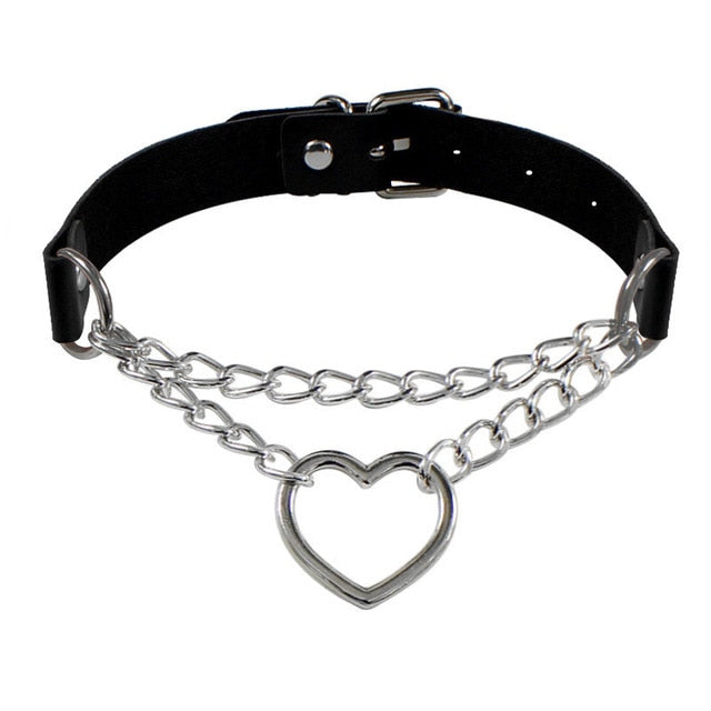 Heart Chain Choker Necklace