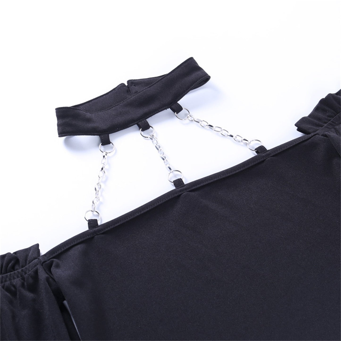 Gothic Girl Darkwave Silver Chains Collar Top