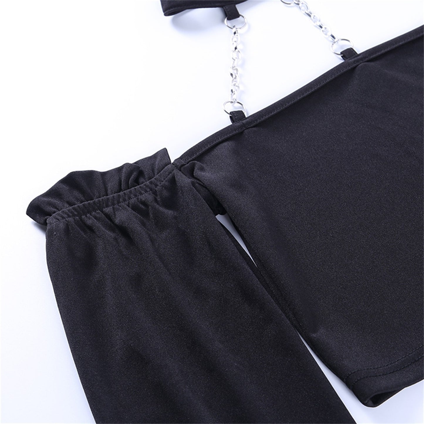 Gothic Girl Darkwave Silver Chains Collar Top