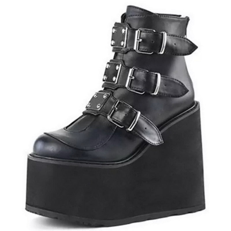 E-Girl Goth Platform Boots 3 Buckles