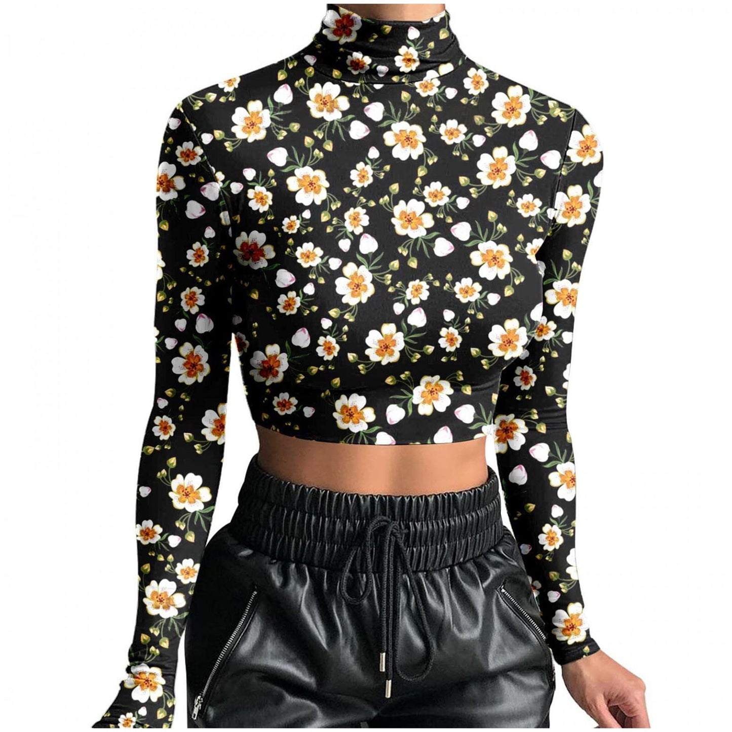 Long Sleeve Flower Print Top