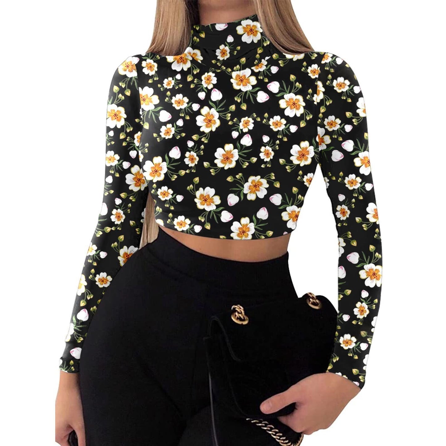 Long Sleeve Flower Print Top
