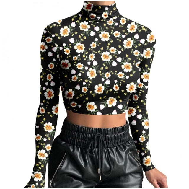 Long Sleeve Flower Print Top