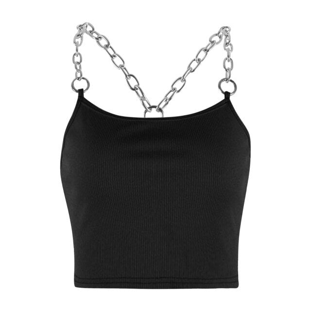 E-Girl Top Metal Chain Straps - Black