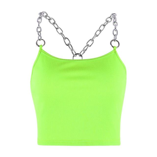 E-Girl Top Metal Chain Straps - Neon Green