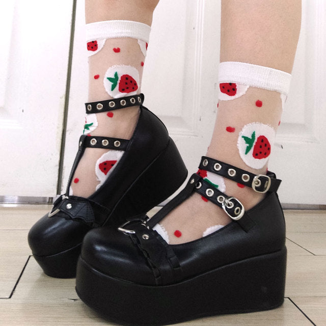 Gothic Platform Mary Janes - Black