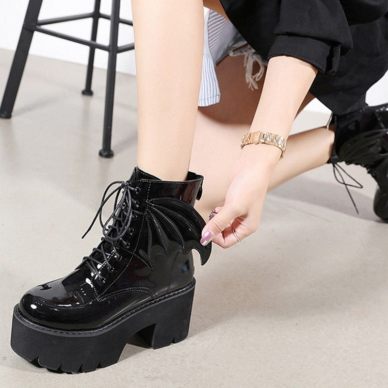 Gothic Demon Wings Ankle Boots