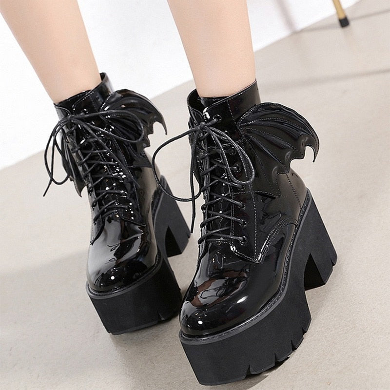 Gothic Demon Wings Ankle Boots