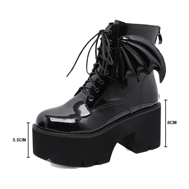 Gothic Demon Wings Ankle Boots