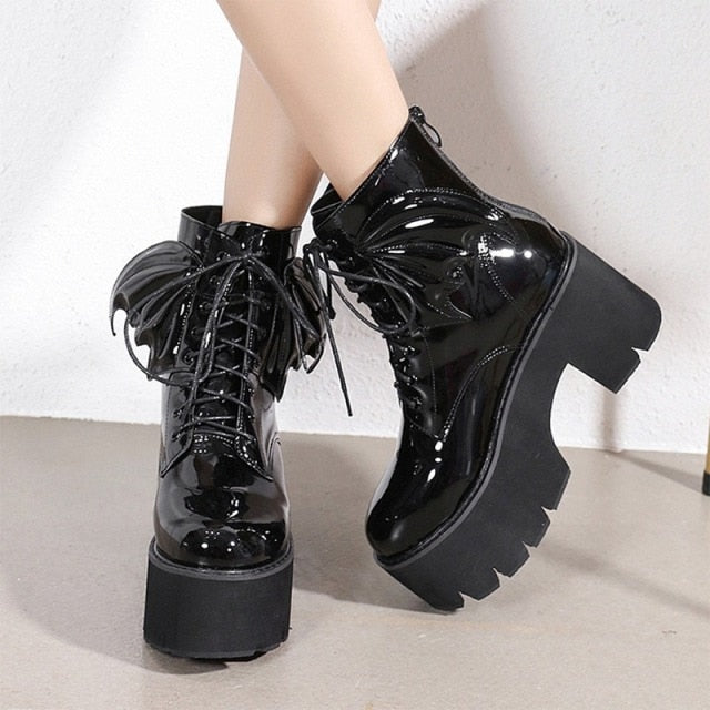 Gothic Demon Wings Ankle Boots