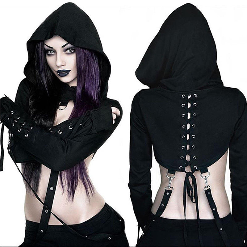 Gothic Hoodie with Straps