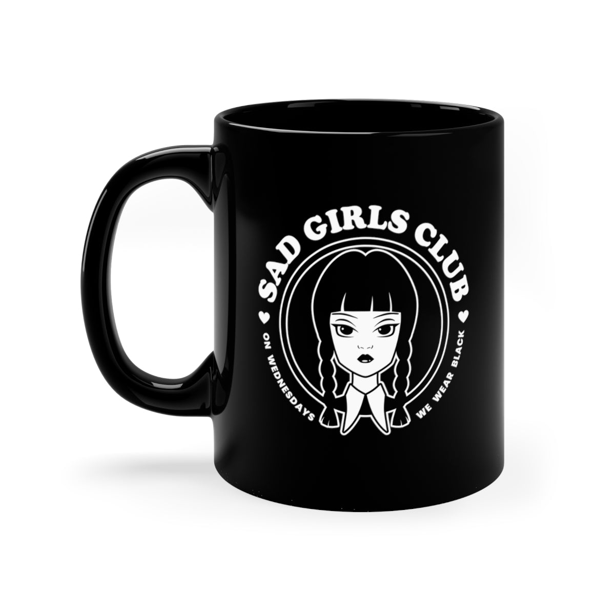 Wednesday Addams Sad Girls Club Black Coffee Mug