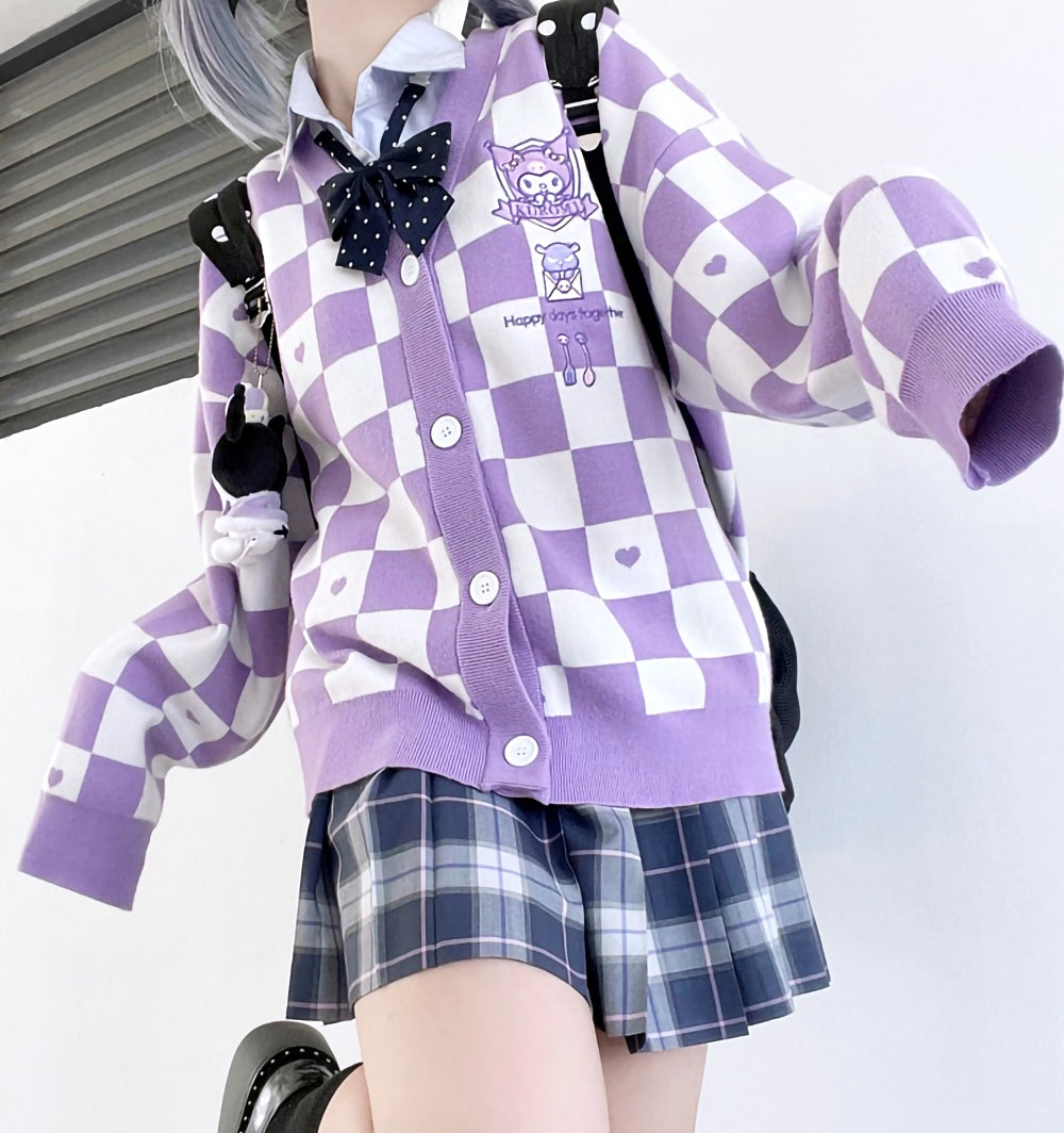 Kawaii Kuromi Purple Cardigan Sweater