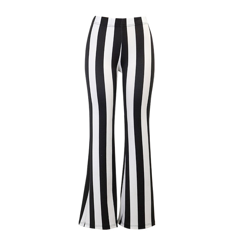 Gothic Striped High Waist Flare Pants