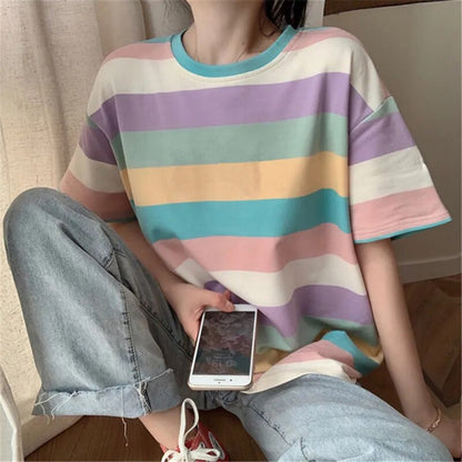 Korean Streetwear Striped T-Shirt