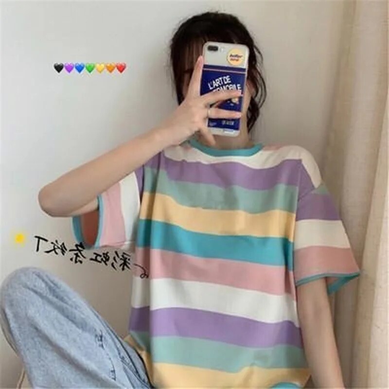 Korean Streetwear Striped T-Shirt