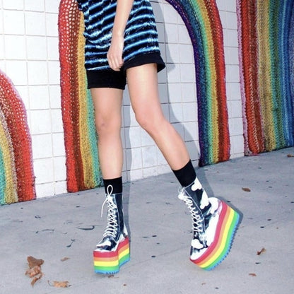 Transparent Platform Rainbow Ankle Boots