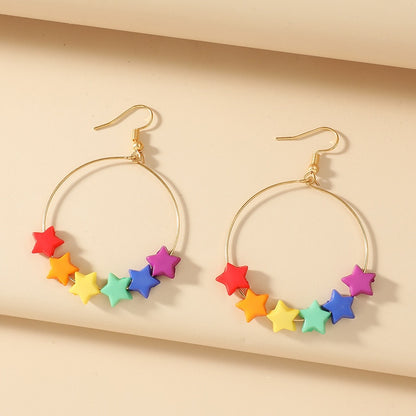 Rainbow Stars Hoop Earrings