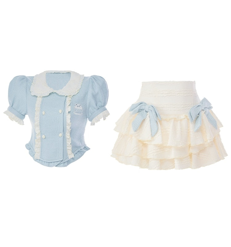 Baby Blue Dollette Skirt Matching Set