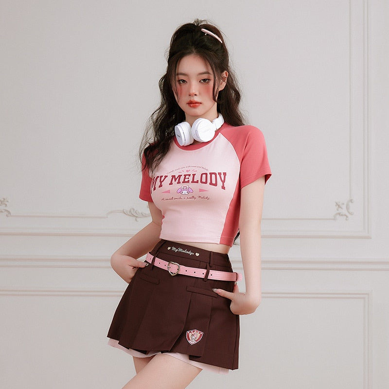 Sanrio My Melody T-Shirt Baseball Crop Top Sanriocore Aesthetic –  Aesthetics Boutique