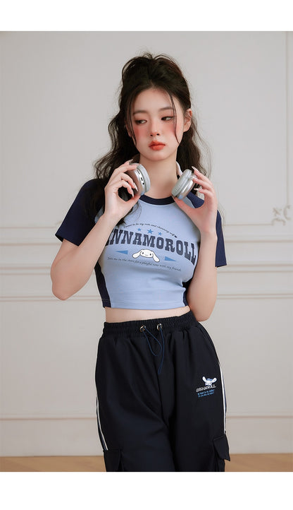 Sanrio Cinnamoroll T-Shirt Baseball Crop Top Sanriocore Aesthetic –  Aesthetics Boutique
