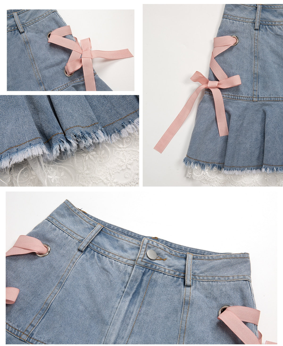 Korean Style Coquette Doll Denim Skirt – Aesthetics Boutique