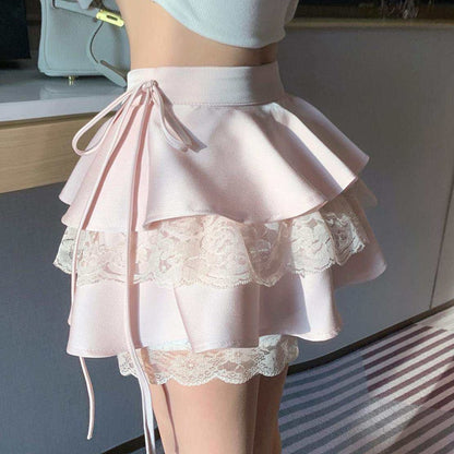 Dollette Ruffle Double Layer Mini Skirt Pink