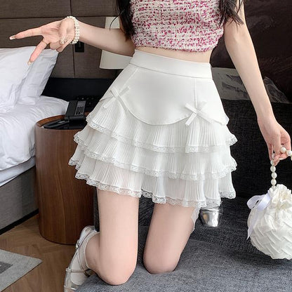 Dollette Layered Lace Mini Skirt White