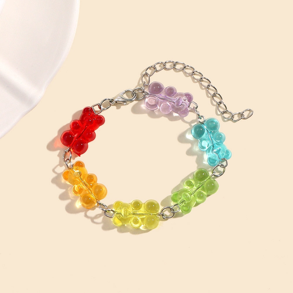 Rainbow Gummy Bear Candy Bracelet