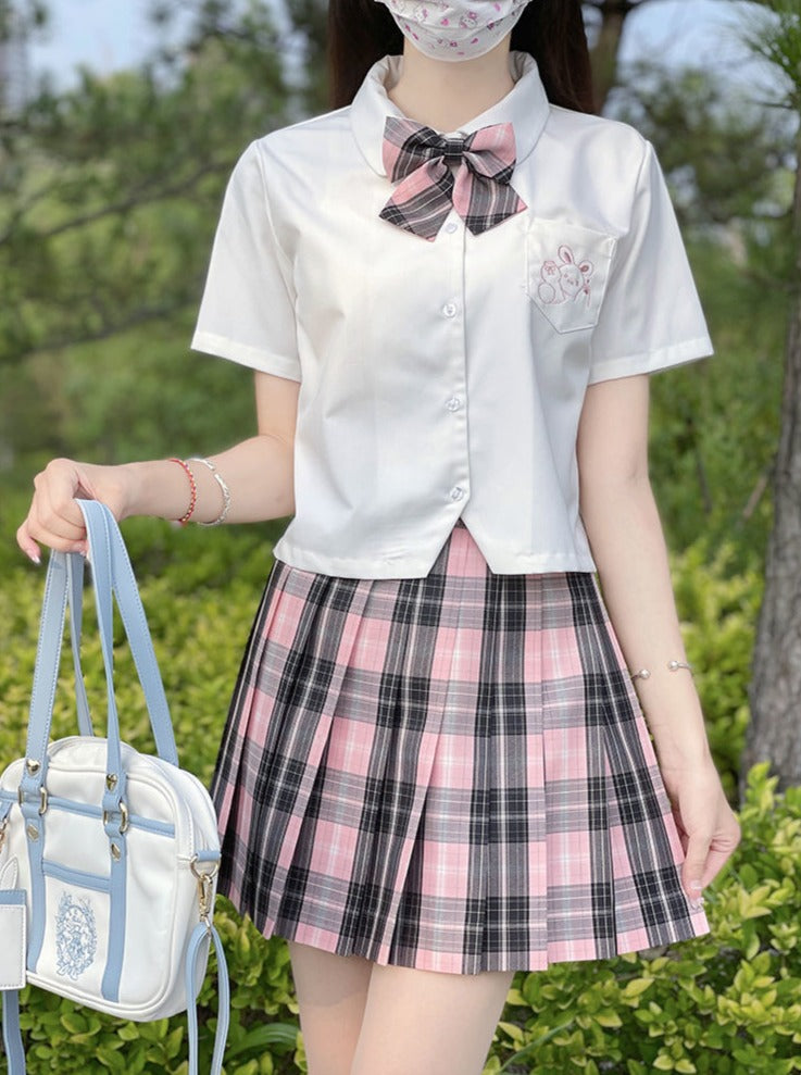 Black Pink Preppy Style Plaid Skirt Aesthetics Boutique