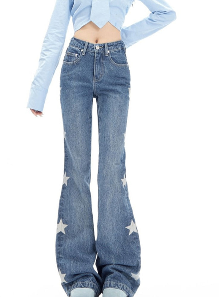 Rockmore Chic Rivet Low Rise Jeans Women Y2K Aesthetic Slim Flare Pants  Street Fashion Tech Retro Grunge Fairycore Denim Trouser