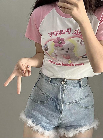 Lovely Dog Crop Top T-shirt