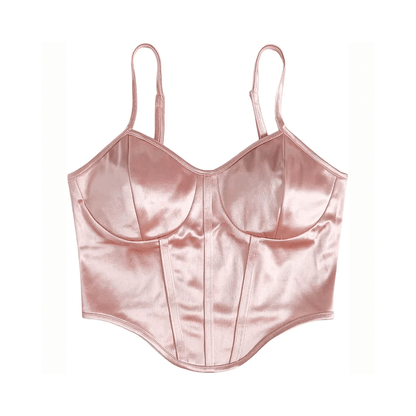 Soft Girl Bustier Satin Top Champagne Pink