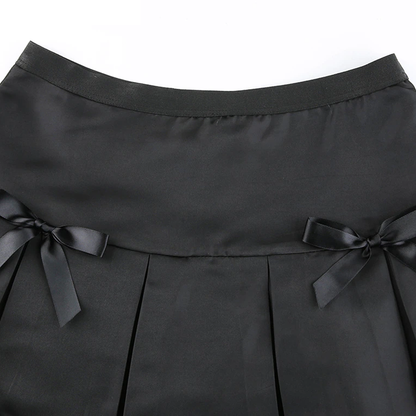 Goth Girl Mini Black Pleated Skirt Lace Trim
